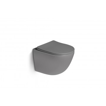 Унитаз подвесной, безободковый, система смыва Tornado (светло-серый матовый) SL-5005T-MG