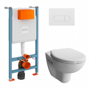 Унитаз с инсталляцией Vitra Normus 9773B003-7207 с сиденьем микролифт и клавишей белый глянец