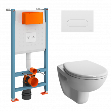 Унитаз с инсталляцией Vitra Normus 9773B003-7207 с сиденьем микролифт и клавишей белый глянец