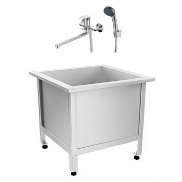 Слив технический из нержавеющей стали 630х630х450 мм СМЕСИТЕЛЬ, ЛЕЙКА (ЭКОНОМ)  16046