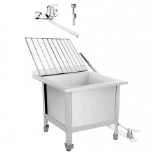 Видуар технический слив (поддон) 630х630х500 С ПОДЪЕМНОЙ РЕШЕТКОЙ, ПЕДАЛЬ, СМЕСИТЕЛЬ