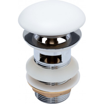 Донный клапан Aquanet 333928 белый матовый, с переливом