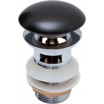 Донный клапан Aquanet 333929 черный матовый, с переливом