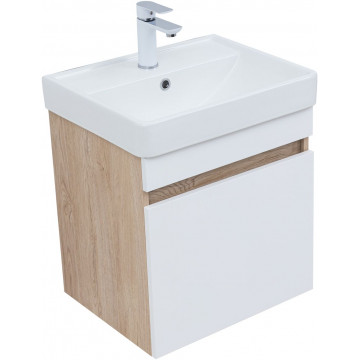 Тумба с раковиной Aquanet Оптима 344798/301802 50 дуб светлый/белый сатин