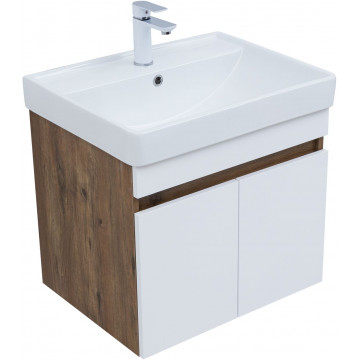 Тумба с раковиной Aquanet Оптима 344791/301803 60 дуб рустикальный/белый сатин