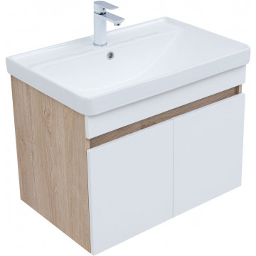 Тумба под раковину Aquanet Оптима 344800 70 дуб светлый/белый сатин