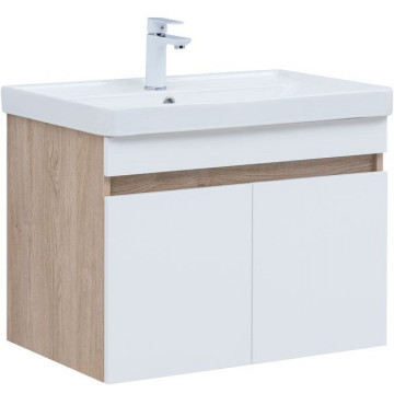 Тумба с раковиной Aquanet Оптима 344801/301805 80 дуб светлый/белый сатин