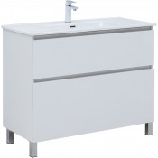 Тумба под раковину Aquanet Вега 344125 100 белый глянец 