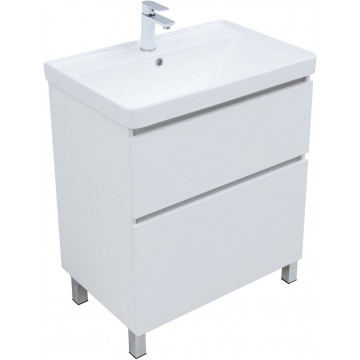 Тумба с раковиной Aquanet Вега 344122/301804 70 белый глянец