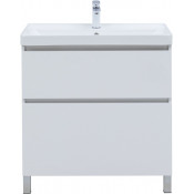 Тумба с раковиной Aquanet Вега 344123/301805 80 белый глянец