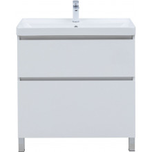 Тумба с раковиной Aquanet Вега 344123/301805 80 белый глянец