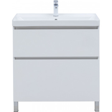 Тумба с раковиной Aquanet Вега 344123/301805 80 белый глянец