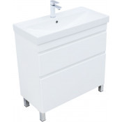 Тумба с раковиной Aquanet Слим 346044/342055 80 белый сатин