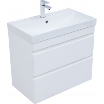 Тумба с раковиной Aquanet Слим 346049/342055 80 белый сатин
