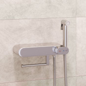 Гигиенический душ со cмесителем с полочкой и держателем туалетной бумаги - RGW SP-222, хром 581408222-01
