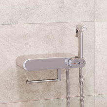 Гигиенический душ со cмесителем с полочкой и держателем туалетной бумаги - RGW SP-222, хром 581408222-01