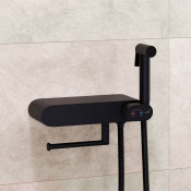 Гигиенический душ со cмесителем с полочкой и держателем туалетной бумаги - RGW SP-222, черный 581408222-04