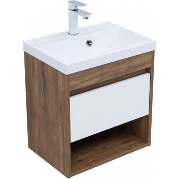 Тумба с раковиной Aquanet Тренд 345116/284237 50 дуб рустикальный/белый сатин