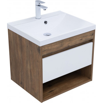 Тумба с раковиной Aquanet Тренд 345117/281220 60 дуб рустикальный/белый сатин