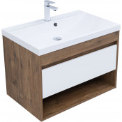 Тумба с раковиной Aquanet Тренд 345118/281221 75 дуб рустикальный/белый сатин