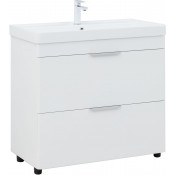 Тумба с раковиной Aquanet Ирис new 336309/323883 90 белый глянец