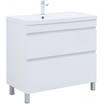 Тумба с раковиной Aquanet Нота new 344147/284114 90 белый глянец