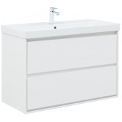 Тумба с раковиной Aquanet Милан 336370/333270 100 белый глянец