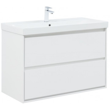 Тумба с раковиной Aquanet Милан 336370/333270 100 белый глянец