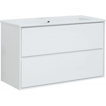 Тумба с раковиной Aquanet Милан 339970/249697 105 белый глянец