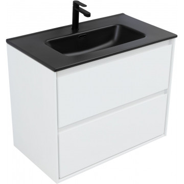 Тумба с раковиной Aquanet Милан 336369/329255 80 белый глянец