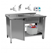 Мойка для эндоскопов 2 секции с насосом для полуавтоматической работы, 1500х700х850 мм, 23026