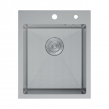 Кухонная мойка D&K DKS415004 с сифоном, корзиной, дозатором сатин