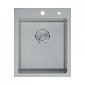 Кухонная мойка D&K DKS415004 с сифоном, корзиной, дозатором сатин