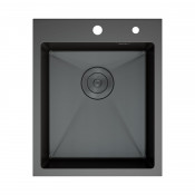 Кухонная мойка D&K DKS415006 с сифоном, корзиной, дозатором графит