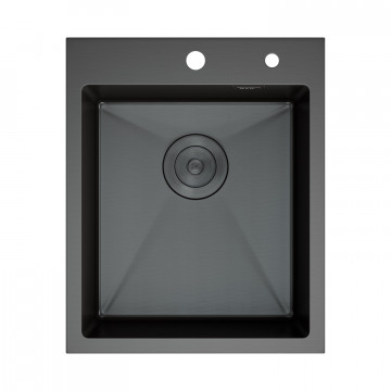 Кухонная мойка D&K DKS415006 с сифоном, корзиной, дозатором графит
