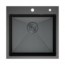 Кухонная мойка D&K DKS505006 с сифоном, корзиной, дозатором графит