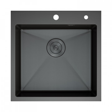 Кухонная мойка D&K DKS505006 с сифоном, корзиной, дозатором графит