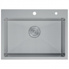 Кухонная мойка D&K DKS605004 с сифоном, корзиной, дозатором сатин