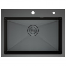 Кухонная мойка D&K DKS605006 с сифоном, корзиной, дозатором графит