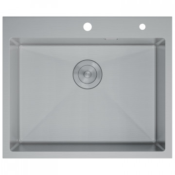 Кухонная мойка D&K DKS604504 с сифоном, корзиной, дозатором сатин