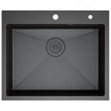Кухонная мойка D&K DKS604506 с сифоном, корзиной, дозатором графит