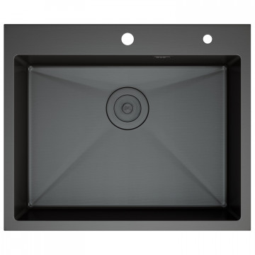 Кухонная мойка D&K DKS604506 с сифоном, корзиной, дозатором графит
