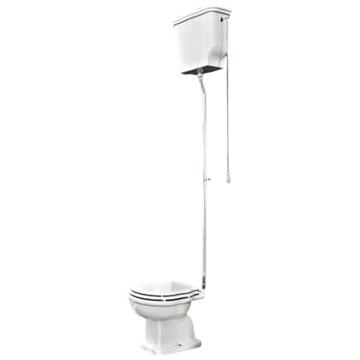 Унитаз с высоким бачком Artceram Hermitage HEV003 01 00/HEC004 01 00/HEA006 71 белый/хром