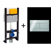 TOTAL BLACK КОМПЛЕКТ Инсталляция для подвесного унитаза OLI80 ECO + панель SLIM хром 886914SL00