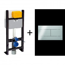 TOTAL BLACK КОМПЛЕКТ Инсталляция для подвесного унитаза OLI80 ECO + панель SLIM хром 886914SL00