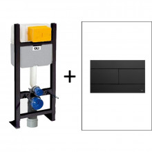 TOTAL BLACK КОМПЛЕКТ Инсталляция для подвесного унитаза OLI80 ECO + панель SLIM чёрная 886914SL03