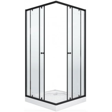 Душевой уголок Parly ZQ81B 11284 80x80 черный/прозрачное