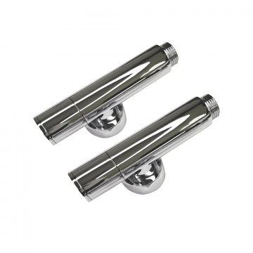 Вентиль круглый, угловой 1"х1/2" гайка/штуцер, хром (пара) Indigo