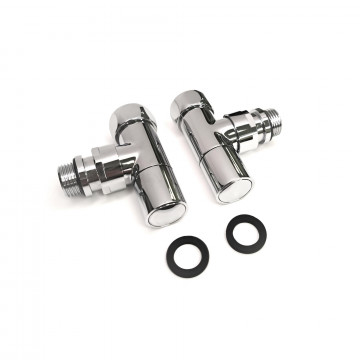 Вентиль круглый, угловой, 3/4"x1" гайка/штуцер, хром (пара) Indigo