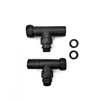 Вентиль круглый, угловой 3/4"х1/2" гайка/штуцер, Черный Муар (пара) Indigo